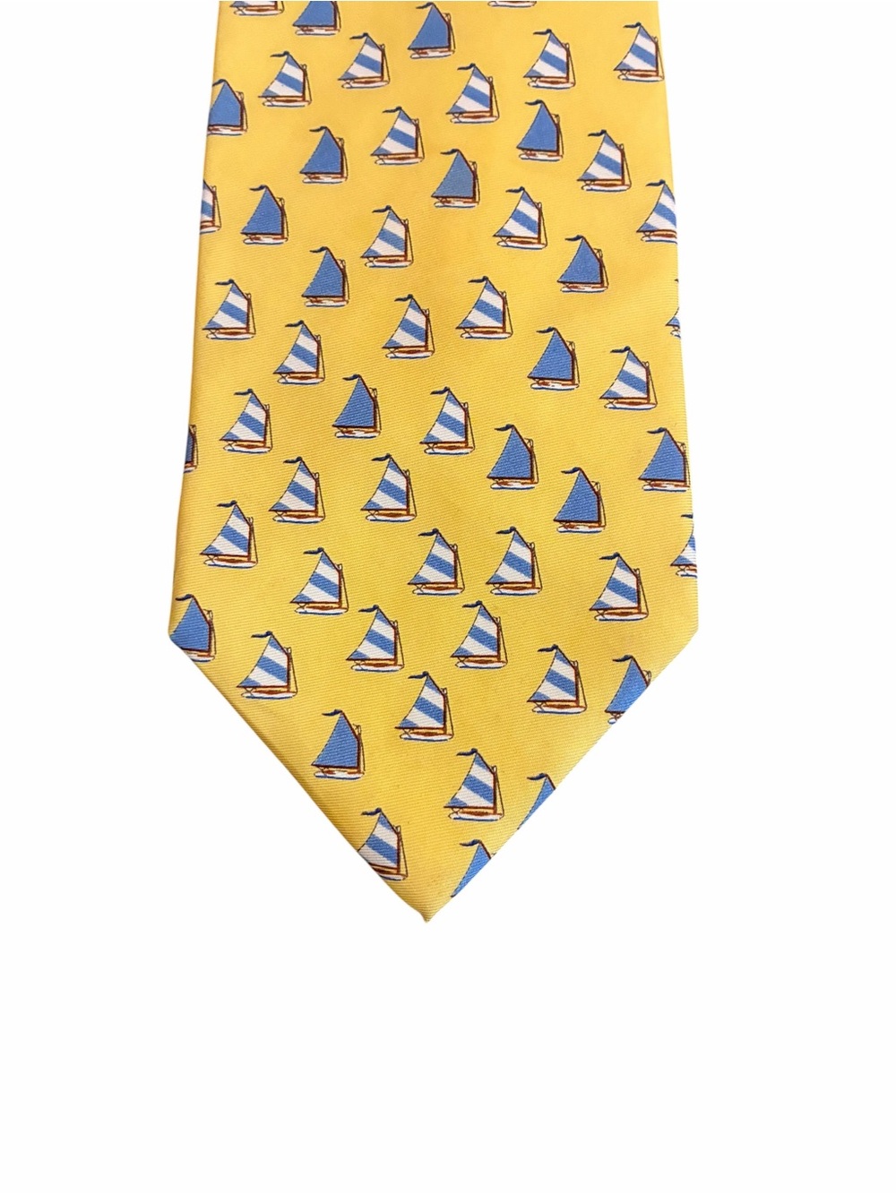 Alynn Neckwear Mens Yellow Silk Sailboat Nautical Pattern Necktie Tie